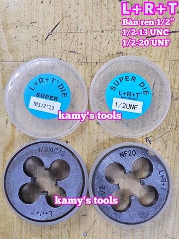 Bàn ren tạo ren ngoài 1/2 inch (12.7mm) bước ren thô và mịn 1/2-13 UNC 1/2-20 UNF L+R+T LRT-431213C LRT-431220F