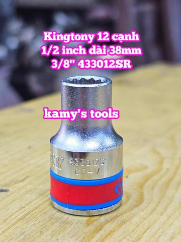 Đầu tuýp trắng 1/2 inch Kingtony 12 cạnh 5/16 3/8 7/16 15/32 1/2 inch 433010S 433012S 433014S 433015S 433016S