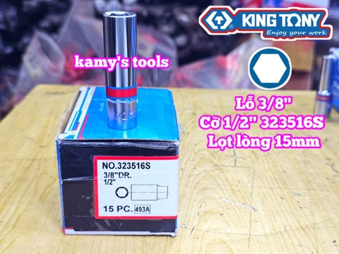 Tuýp 3/8 inch hệ inch 6 cạnh Kingtony cỡ 3/8 inch 1/2 inch 9/16 inch 5/8 inch 11/16 inch 323512S 323516S 323518S 323520S 323522S