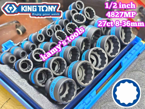 Bộ tuýp đen 1/2 inch Kingtony 4827MP 12 cạnh 27 chi tiết 8-36mm