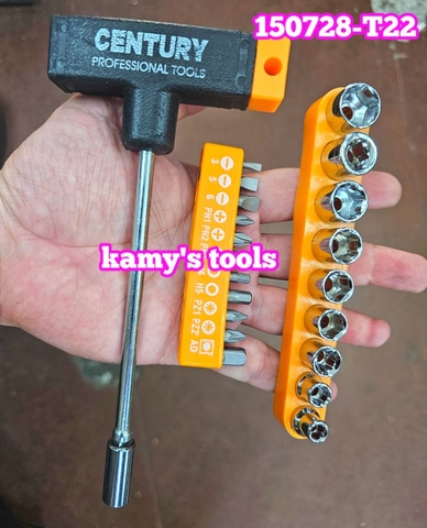 Bộ tuýp đa năng chữ T 22 món Century 150728-T22, bộ tuýp vít
