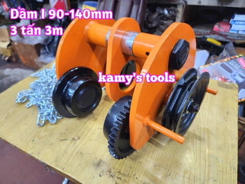 3 tấn 3m Rùa kéo pa lăng Nitto chạy dầm I 90mm-140mm GCL-3
