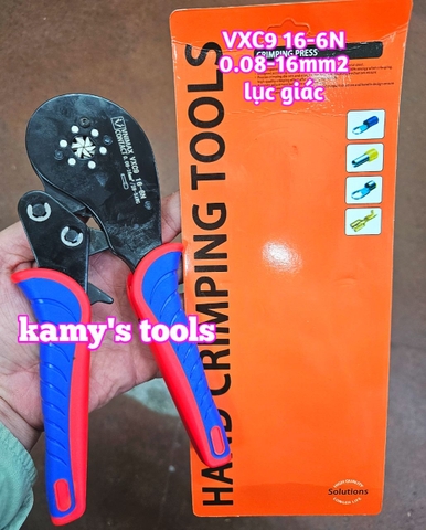 Kìm bấm cos pin tròn rỗng lục giác VXC9 16-6N Vnimax Contact dài 200mm 0.08-16mm2