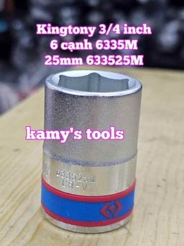 Đầu tuýp khẩu 3/4 inch 6 cạnh trắng Kingtony 22mm 23mm 24mm 25mm 26mm 633522M 633523M 633524M 633525M 633526M