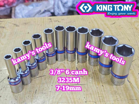 Đầu tuýp 3/8 inch 6 cạnh Kingtony 7mm 8mm 9mm 10mm 11mm 12mm 13mm 14mm 16mm 17mm 19mm 323507M 323508M 323509M 323510M 323511M 323512M 323513M 323514M 323516M 323517M 323519M