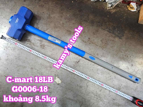 Búa tạ thép đầu lục giác cán cao su C-mart 18LB G0006-18 dài khoảng 900mm