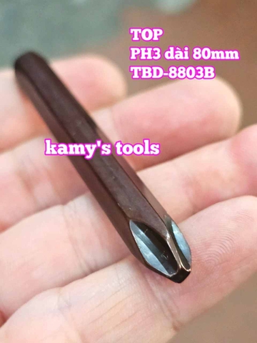 Mũi vít đóng bake 4 cạnh PH3 8mm 5/16 inch dài 80mm TOP model TBD-8803B