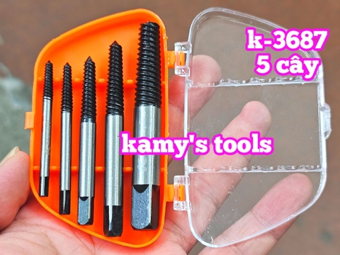 K-3687 và K-3688 Bộ mũi ren tháo mở bu lông, ốc vít gãy Kapusi, bộ ta rô taro lấy ốc gãy