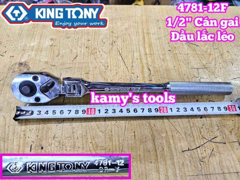 Cần tự động đầu lắc léo cán gai nhám 1/2 inch Kingtony 4781-12F dài 12 inch 300mm