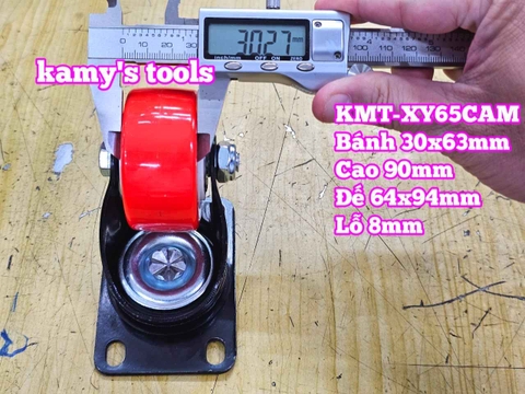 Bánh xe càng xoay PU cam 60mm 30x63mm cao 90mm Kamytools KMT-XY65CAM