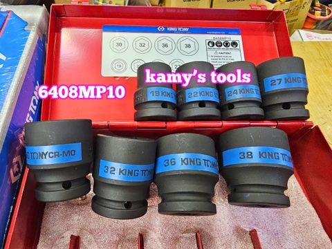 Bộ tuýp 3/4 inch 8 chi tiết đen ngắn Kingtony 19-38mm model 6408MP10