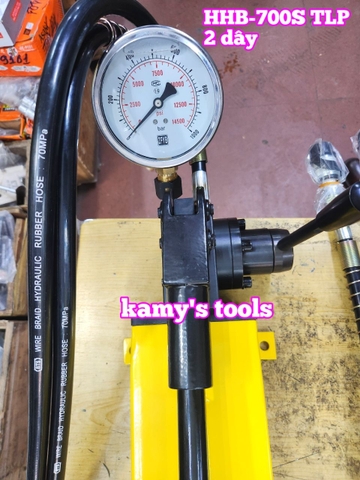 Bơm tay thủy lực HHB-700S TLP 2 chiều 2 ống dầu dung tích 3 lít dầu