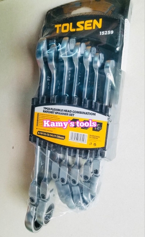 Bộ cờ lê vòng miệng tự động lắc léo Tolsen 15259