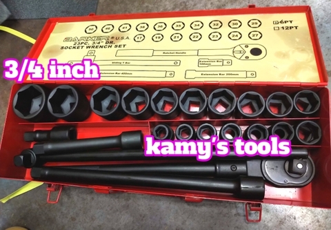 Bộ tuýp khẩu 3/4 inch đen Barker 23 chi tiết chính hãng