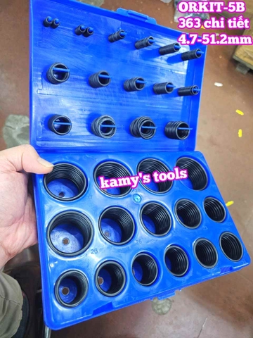 Hộp gioăng sin oring ron cao su vòng đệm 363 chi tiết ORKIT-5B Wetools 4.7-51.2mm LOẠI B MÀU XANH