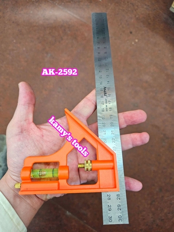 AK-2592 Thước ê ke thủy 300mm Asaki thước ke góc vuông đa năng 30cm, đo độ sâu, canh thẳng, canh ngang, lấy dấu khoảng