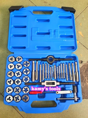 bộ taro bàn ren hệ mét 39 chi tiết kingtony model 12939MQ1 ren trong ren ngoài, bộ ta rô