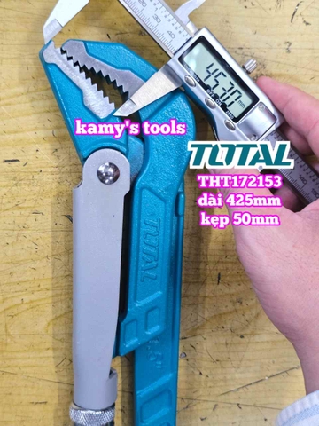 Mỏ lết răng kiểu thụy điển 45 độ 1.5 inch Total THT172153 dài 17 inch 425mm kẹp tối đa 55mm