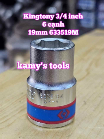 Đầu tuýp khẩu 3/4 inch 6 cạnh trắng Kingtony 17mm 18mm 19mm 20mm 21mm 633517M 633518M 633519M 633520M 633521M
