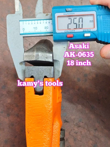 Mỏ lết răng Asaki AK-0635 dài 18 inch 450mm ngàm mở tối đa 60mm