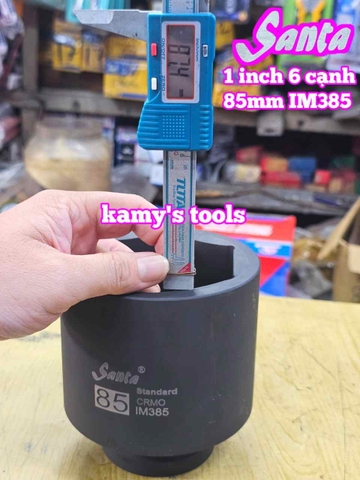 Đầu tuýp khẩu 1 inch Santa 6 cạnh thép Cr-Mo 85mm IM385