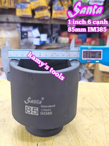 Đầu tuýp khẩu 1 inch Santa 6 cạnh thép Cr-Mo 85mm IM385