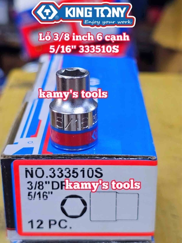 Đầu tuýp hệ inch 6 cạnh 3/8 inch Kingtony cỡ 1/4” 5/16” 9/16” 3/8” 1/2” 333508S 333510S 333512S 333516S 333518S