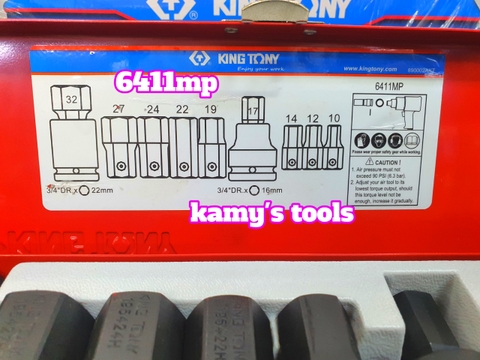 Bộ tuýp khẩu lú đầu lục giác 3/4 inch kingtony model 6411MP