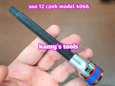 Đầu tuýp khẩu sao 1/2 inch 12 cạnh dài 160mm Kingtony M8 M9 M10 M12 M14 M16 model 4066