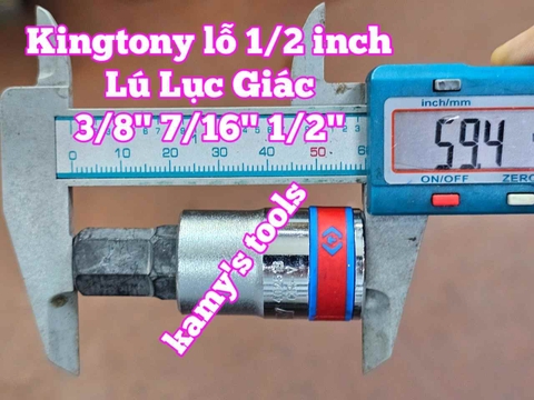 Tuýp lú đầu lục giác lỗ 1/2 inch Kingtony cỡ 3/8 inch 7/16 inch 1/2 inch dài 60mm model 402512S 402514S 402516S