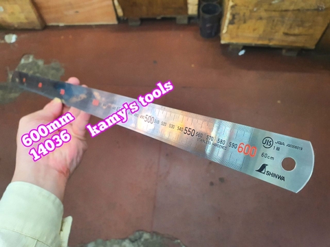 Thước lá Shinwa inox 0-600mm model 14036, thước lá 60cm