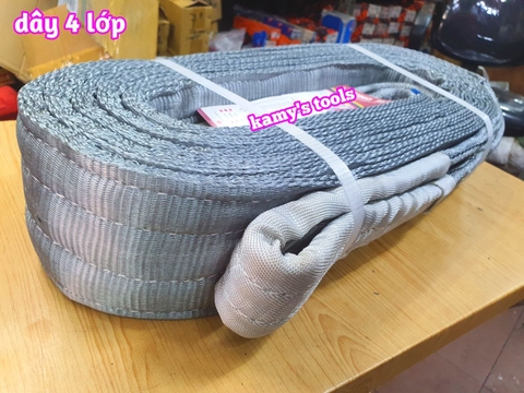 Dây cáp vải cẩu hàng bản dẹp 4 lớp 100mm 8 tấn dài 4m 5m 6m 8m 10m