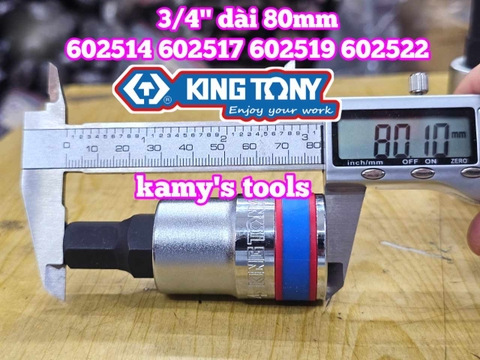 Đầu tuýp lú đầu lục giác 6 cạnh 3/4 inch Kingtony 14mm 17mm 19mm 22mm 602514 602517 602519 602522