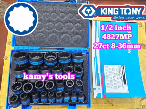 Bộ tuýp đen 1/2 inch Kingtony 4827MP 12 cạnh 27 chi tiết 8-36mm