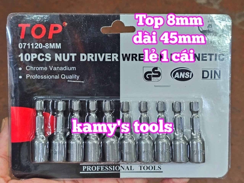 Đầu vít bắn tôn 8mm TOP dài 45mm 65mm 071120-8MM và 080114-8MM