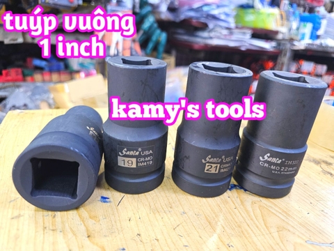 Đầu tuýp đầu khẩu VUÔNG 1 inch dài 90mm Santa thép Cr-mo 17mm 19mm 21mm 22mm