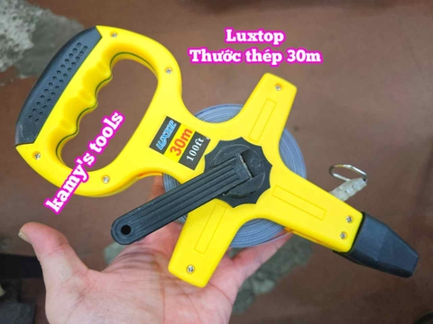 Thước cuộn thước kéo thép 30 mét 30m bản 12mm hệ mét 1 mặt có tay cầm Luxtop LT-ST30