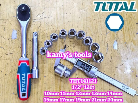 Bộ tuýp 1/2 inch 6 cạnh 12 chi tiết 10-24mm Total THT141121