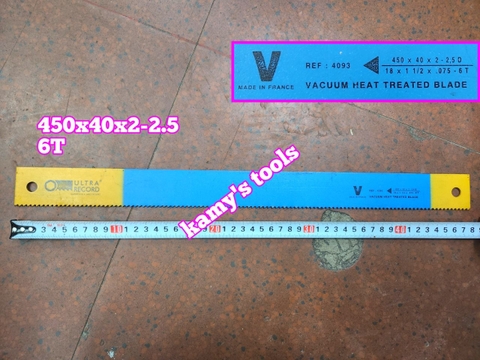 Lưỡi cưa sắt máy 450x40x2-2.5D răng 6T dài 480mm Ultra Record Ref 4093 Pháp