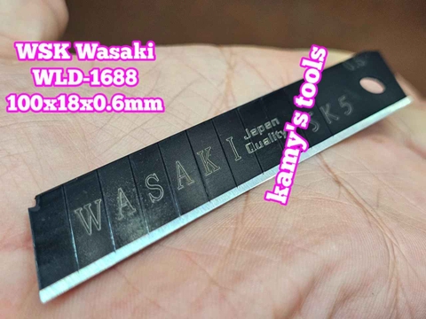 Lưỡi dao rọc giấy rọc cáp thép đen WSK Wasaki WLD-1688 bản dao 17.5mm dày 0.6mm dài 106mm