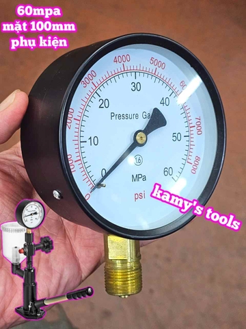 Phụ kiện đồng hồ của dụng cụ cân chỉnh béc kim phun dầu diesel 60mpa mặt 100mm đường kính 20mm Wetools DGNT6010