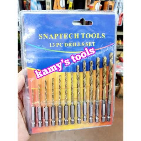 Bộ 13 Mũi Khoan Sắt Gỗ Nhựa Đuôi Lục Giác Thép Chuẩn HSS 1.5mm-6.5mm