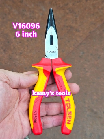 V16096 Kìm nhọn cách điện 1000V Tolsen 6 inch 160mm