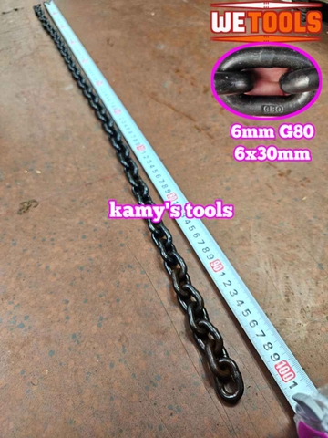 Dây xích cẩu hàng 6mm 6x30mm chuẩn G80 tải trọng 1 tấn Wetools WT-93806A (giá 1 mét)