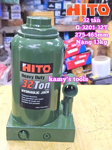 Kích con đội thủy lực 32 tấn đế dày Hito 275-465mm nặng 13kg model G-3201-32T
