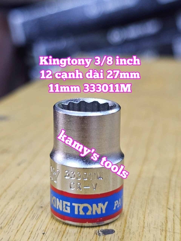 Đầu tuýp trắng 12 cạnh 3/8 inch dài 27mm Kingtony 11mm 12mm 13mm 14mm 15mm 333011M 333012M 333013M 333014M 333015M