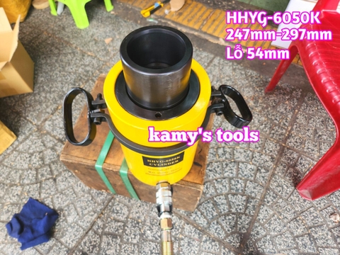 Kích thủy lực có lỗ 60 tấn HHYG-6050K TLP lỗ 54mm hành trình 247mm-297mm xác lớn nặng khoảng 30.2kg