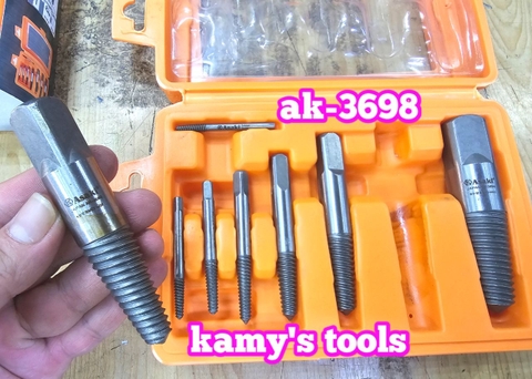 Bộ 8 mũi ren taro chuyên lấy đầu ống nước bulong ốc vít gãy Asaki AK-3698