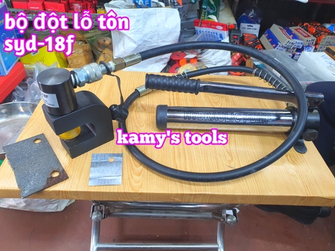 Dụng cụ đột lỗ tôn thủy lực đục lỗ thang máng cáp máng điên SYD-18F 6mm-18mm họng sâu 40mm