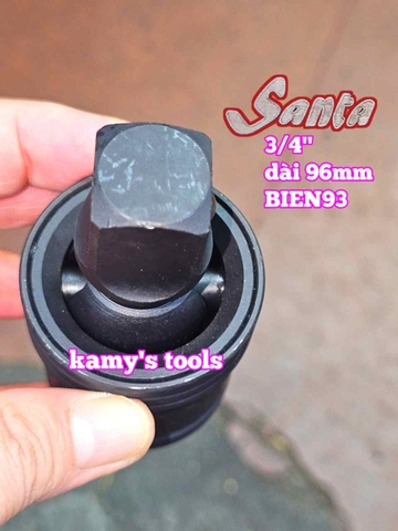 Đầu tuýp nối lắc léo đen gật gù xoay 360 độ 3/4 inch Santa BIEN93 dài 44x96mm